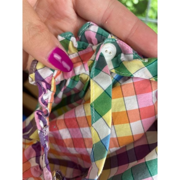 J. Crew Button-Front Gingham Rainbow Tank Top Camisole Stretch Cotton size 8 - Picture 9 of 12